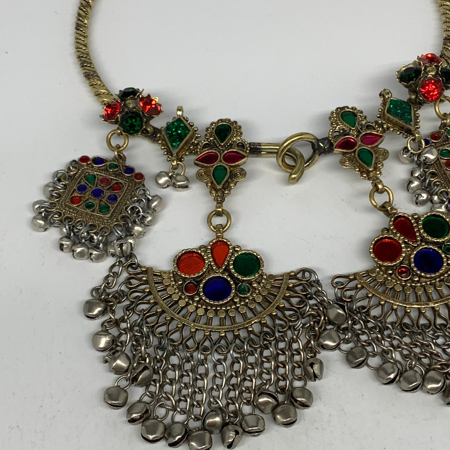 230g, 10"x5.5"Kuchi Turkmen Choker Necklace Multi-Color Tribal Gypsy Beho,B14151