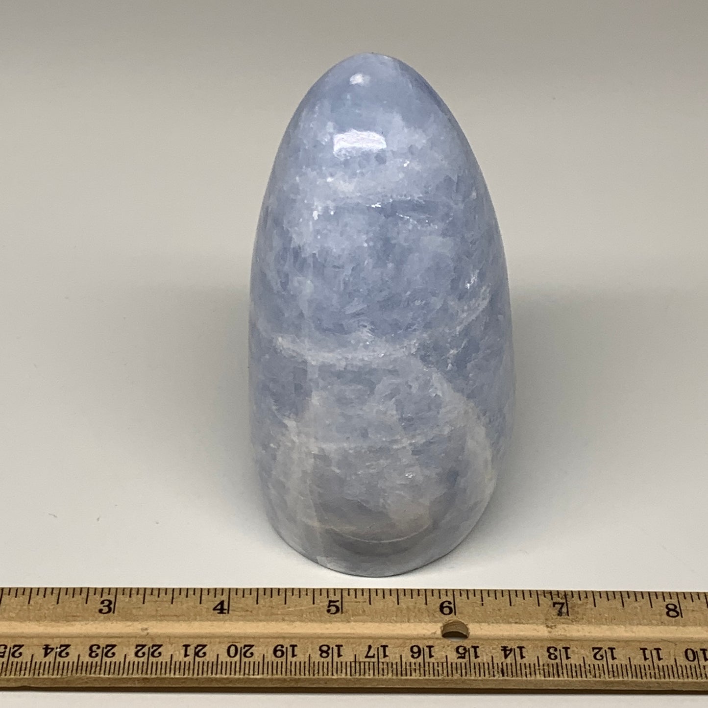 868g,4.7"x2.9"x2.5" Blue Calcite Polished Freeform Stands @Madagascar,B6424