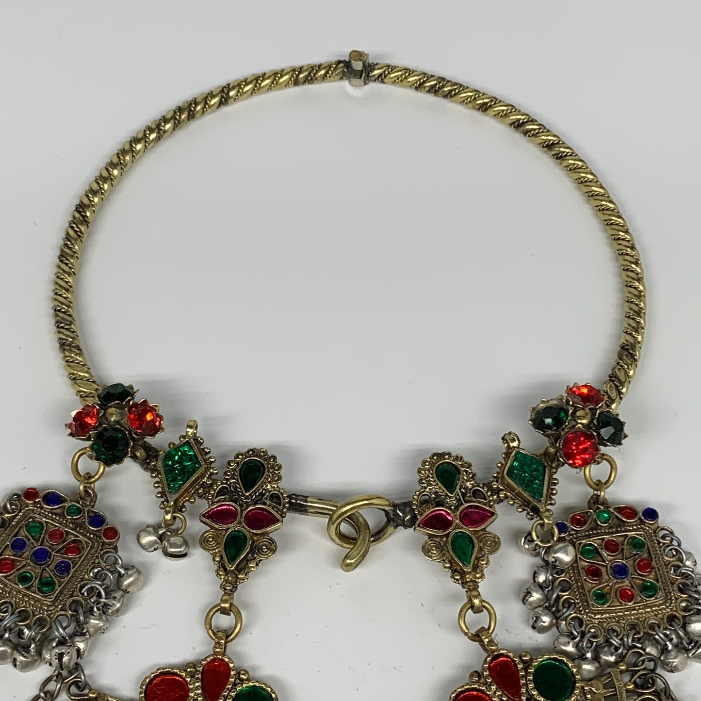 230g, 10"x5.5"Kuchi Turkmen Choker Necklace Multi-Color Tribal Gypsy Beho,B14151