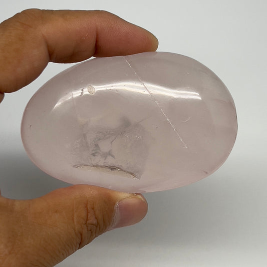111.8g ,2.9"x1.8"x0.8", Rose Quartz Palm-stone Tumbled Reiki @Madagascar,B20526