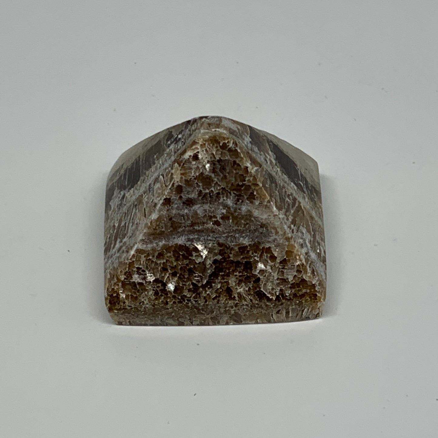 73.9g, 1.3"x1.8"x1.7" Chocolate/Gray Onyx Pyramid Gemstone @Morocco, B18979