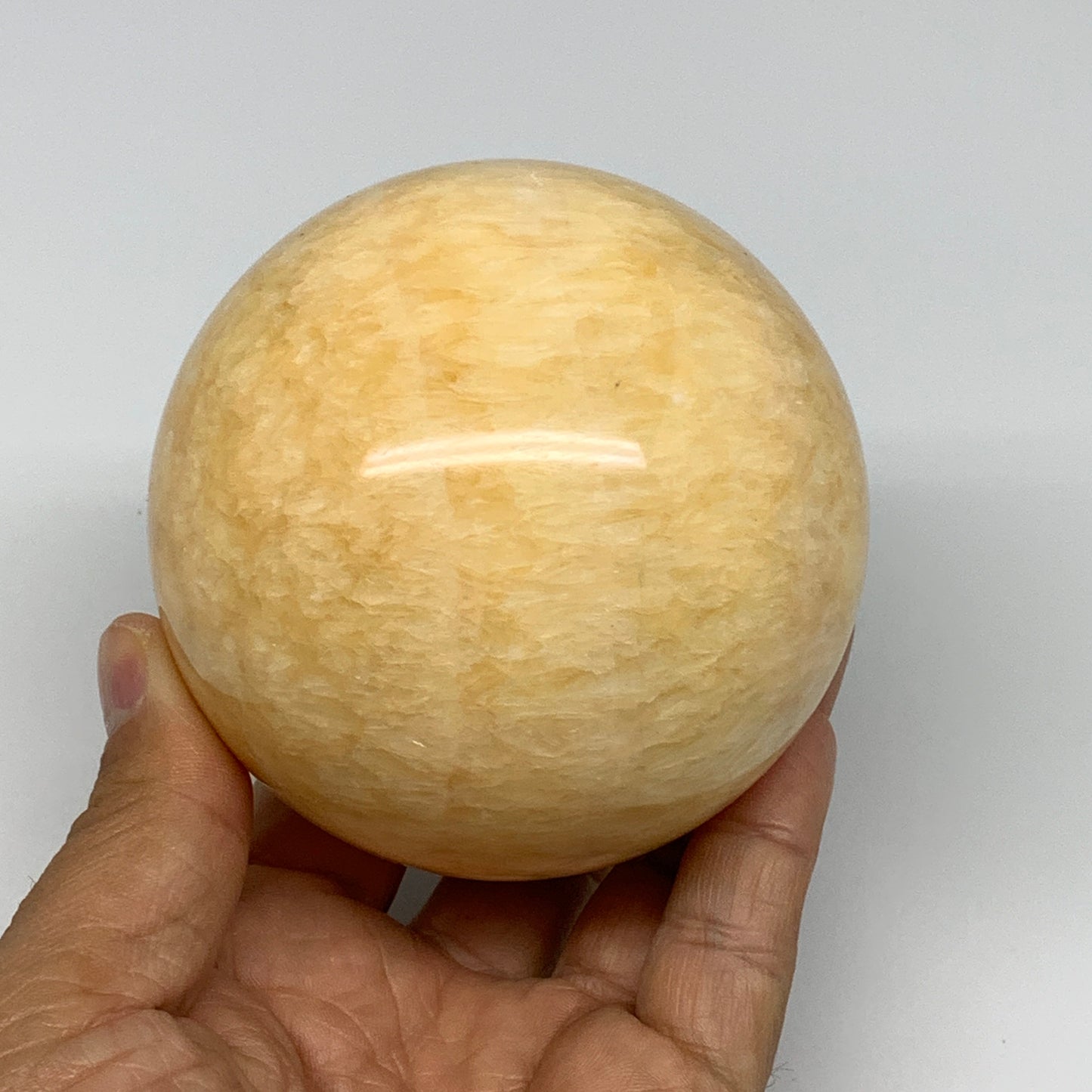 1.64 lbs,3.2"(80mm) Yellow Calcite Sphere Gemstone,Healing Crystal, B25376