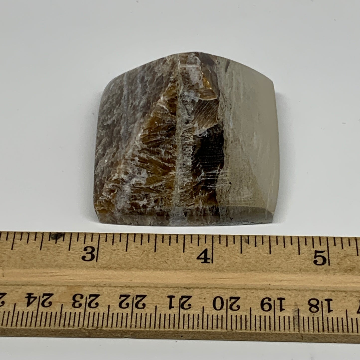 73.9g, 1.3"x1.8"x1.7" Chocolate/Gray Onyx Pyramid Gemstone @Morocco, B18979