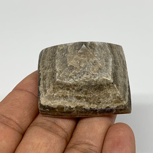 47.8g, 1"x1.6"x1.6" Chocolate/Gray Onyx Pyramid Gemstone @Morocco, B18980