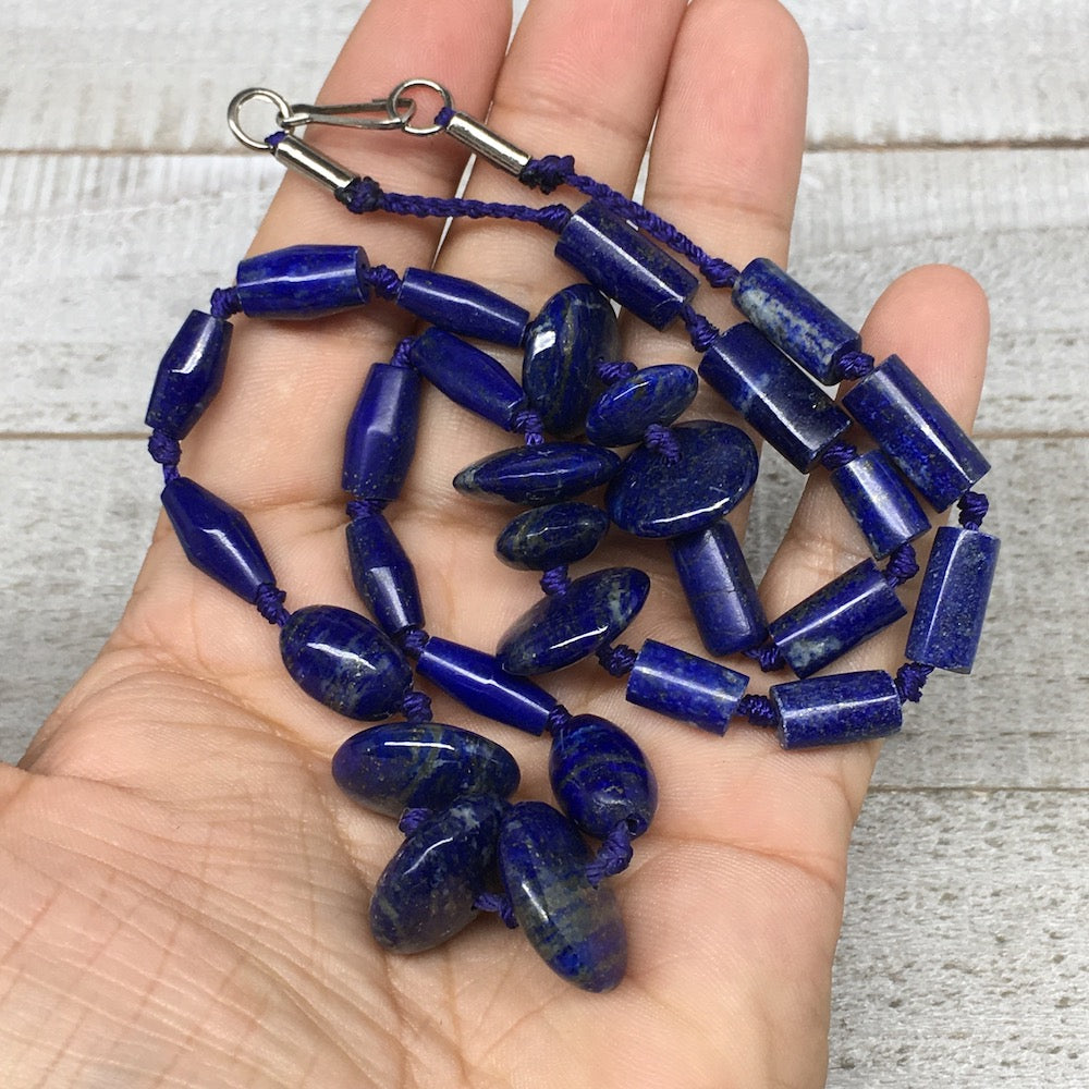 51.9g, 10mm-19mm Natural Lapis Lazuli Bead Mixed Shaped Strand, 29 Beads,LPB142