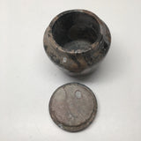 296g, 2.6"x2.7" Small Round Fossils Ammonite Brown Jewelry Box @Morocco