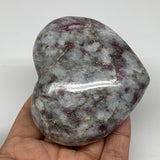 267.3g, 2.7"x3.1"x1.4" Rubellite Heart Polished Healing Crystal Gemstone, B3714