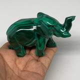 247.9g, 4"x1.4"x2" Natural Solid Malachite Elephant Figurine @Congo, B7291