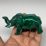 247.9g, 4"x1.4"x2" Natural Solid Malachite Elephant Figurine @Congo, B7291