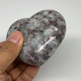 267.3g, 2.7"x3.1"x1.4" Rubellite Heart Polished Healing Crystal Gemstone, B3714