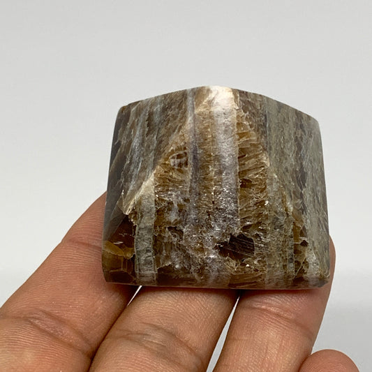60.7g, 1.3"x1.6"x1.6" Chocolate/Gray Onyx Pyramid Gemstone @Morocco, B18982