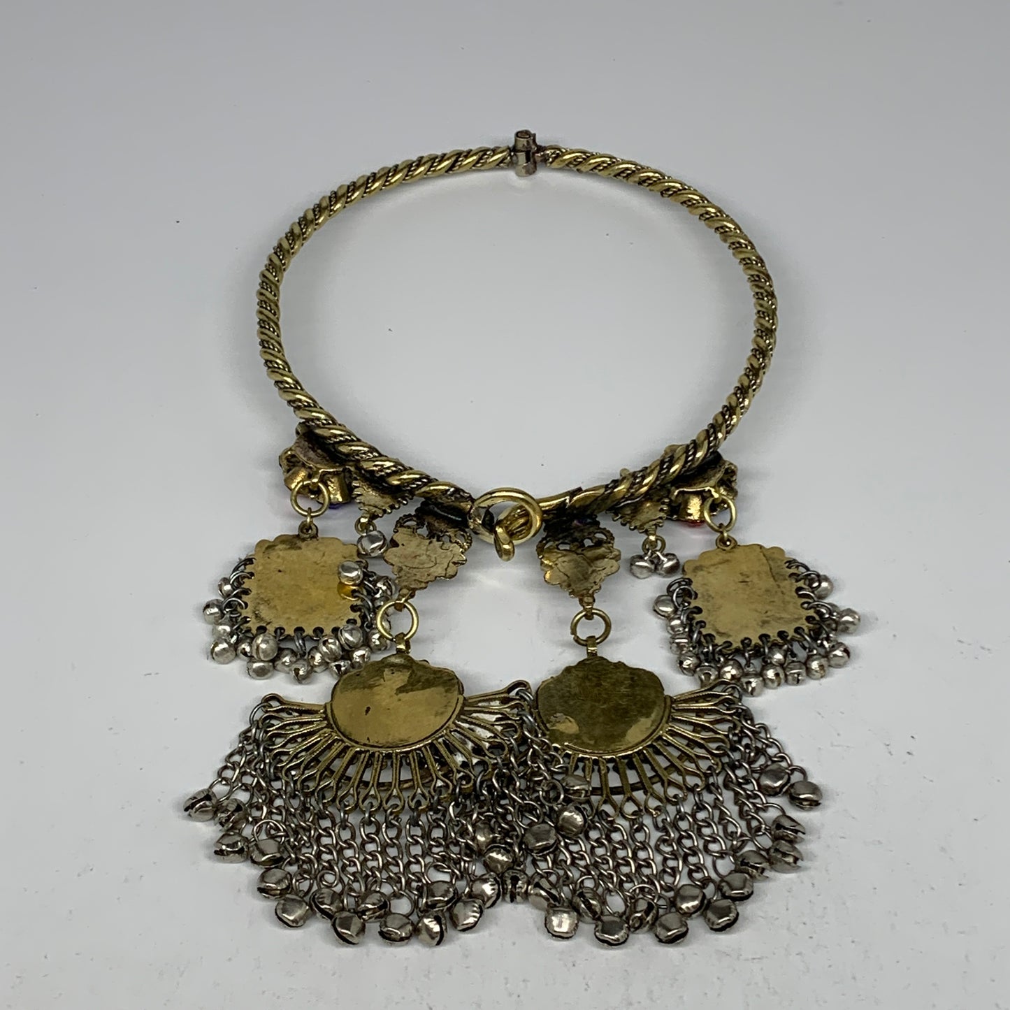 245g, 10.25"x5"Kuchi Turkmen Choker Necklace Multi-Color Tribal Gypsy Beho,B1415