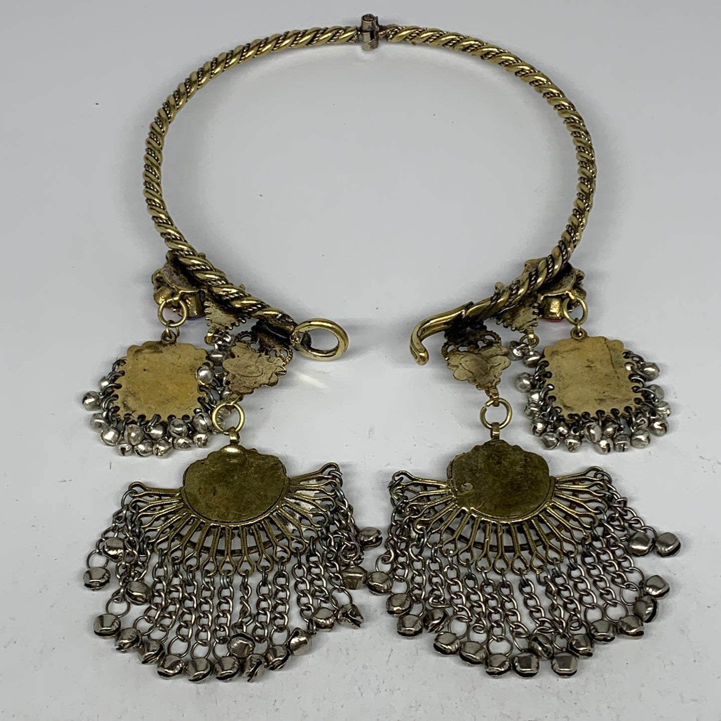 245g, 10.25"x5"Kuchi Turkmen Choker Necklace Multi-Color Tribal Gypsy Beho,B1415