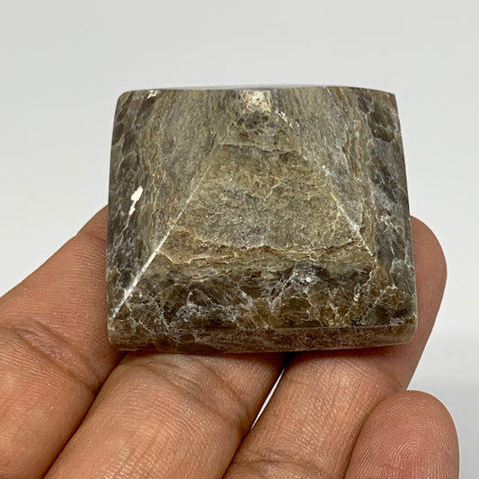 49.2g, 1"x1.6"x1.6" Chocolate/Gray Onyx Pyramid Gemstone @Morocco, B18983