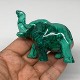 159.9g, 3.5"x1.2"x2.2" Natural Solid Malachite Elephant Figurine @Congo, B7292