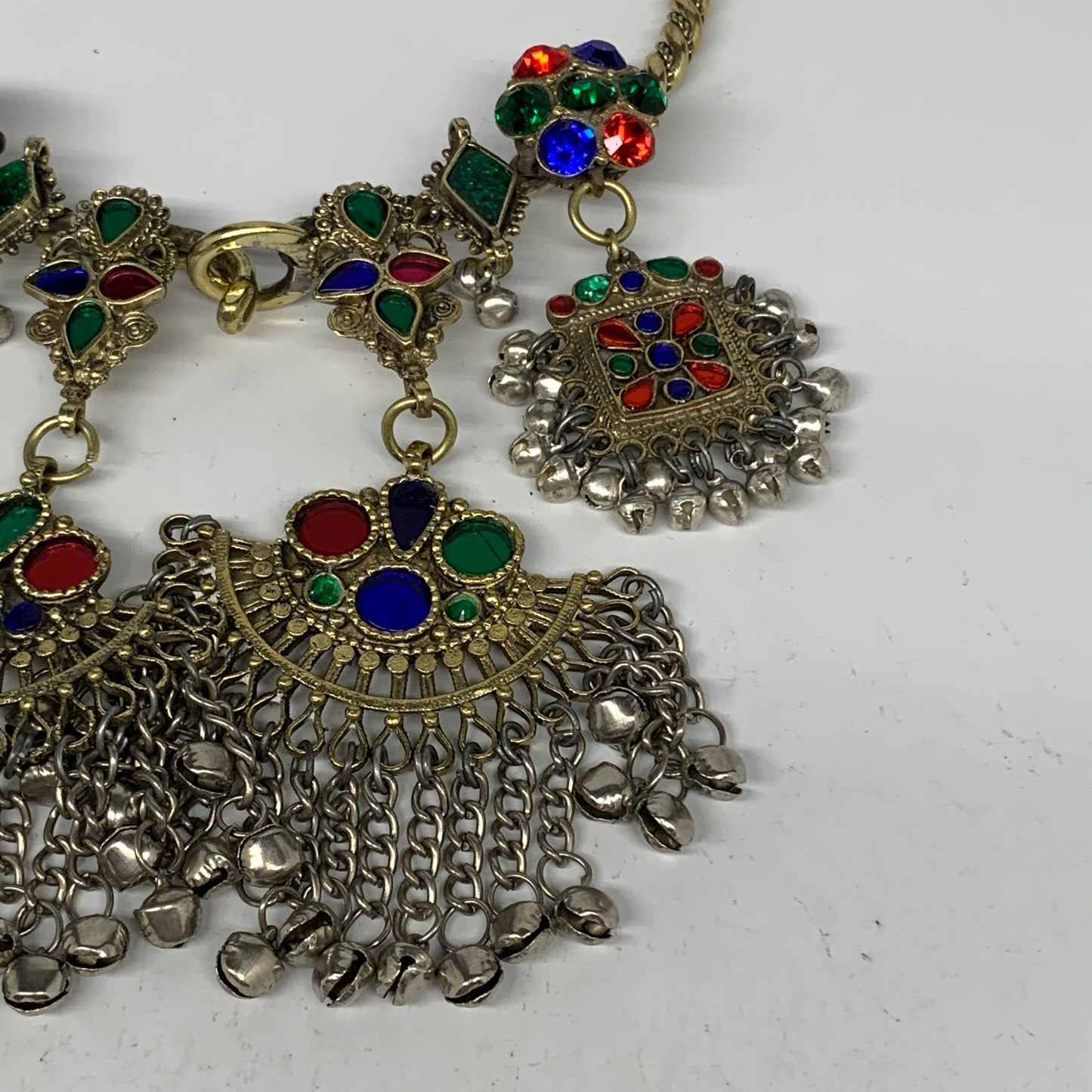 245g, 10.25"x5"Kuchi Turkmen Choker Necklace Multi-Color Tribal Gypsy Beho,B1415