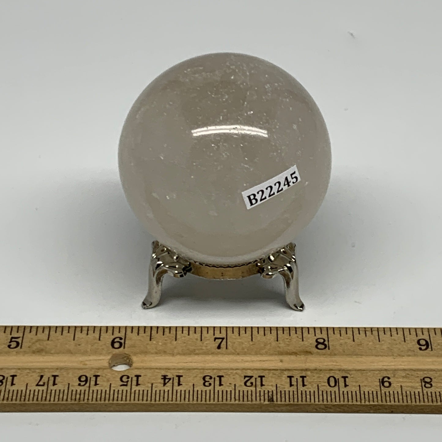 204g, 2.1" (52mm), Natural Quartz Sphere Crystal Gemstone Ball @Brazil, B22245