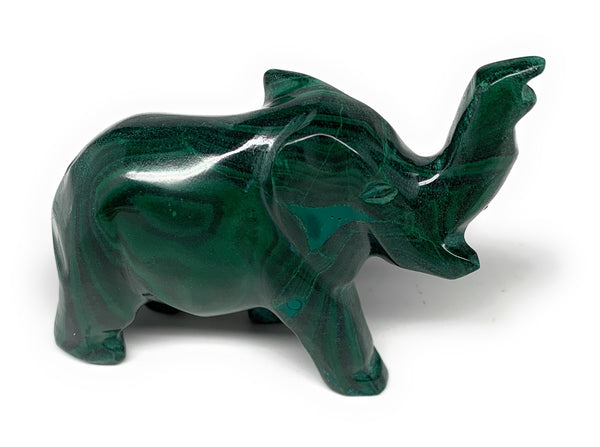 133g, 3.5"x0.9"x2.2" Natural Solid Malachite Elephant Figurine @Congo, B7293