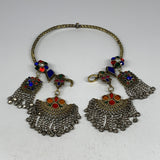 255g, 10.5"x5.5"Kuchi Turkmen Choker Necklace Multi-Color Tribal Gypsy Beho,B141