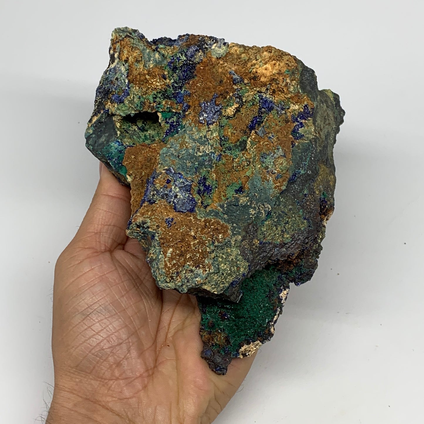 1150g, 6.1"x4.4"x2.4", Rough Azurite Malachite Mineral Specimen @Morocco, B10898
