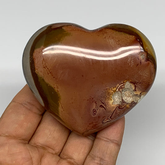 173g, 2.5"x2.5"x1.1" Polychrome Jasper Heart Polished Healing Crystal, B17453