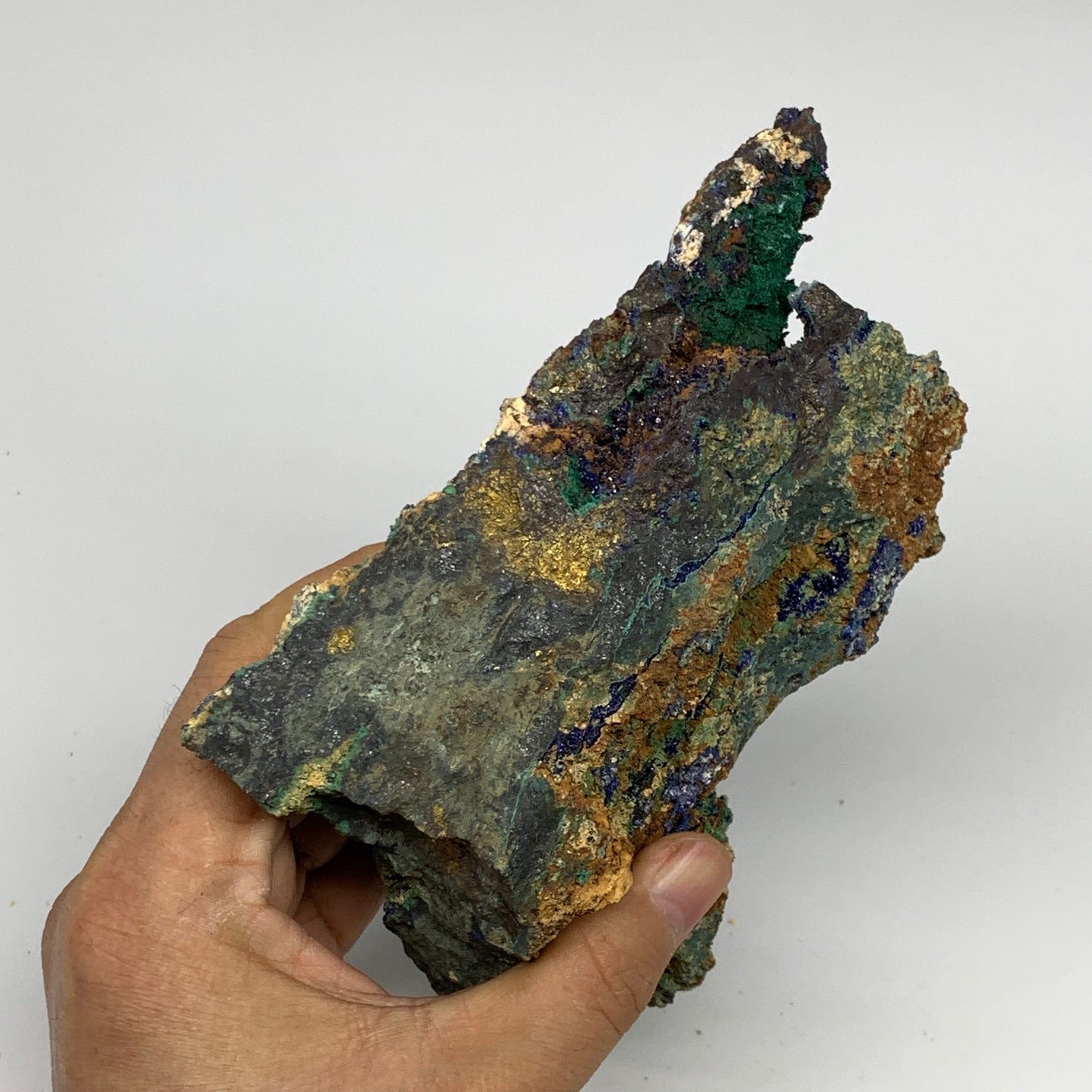 1150g, 6.1"x4.4"x2.4", Rough Azurite Malachite Mineral Specimen @Morocco, B10898