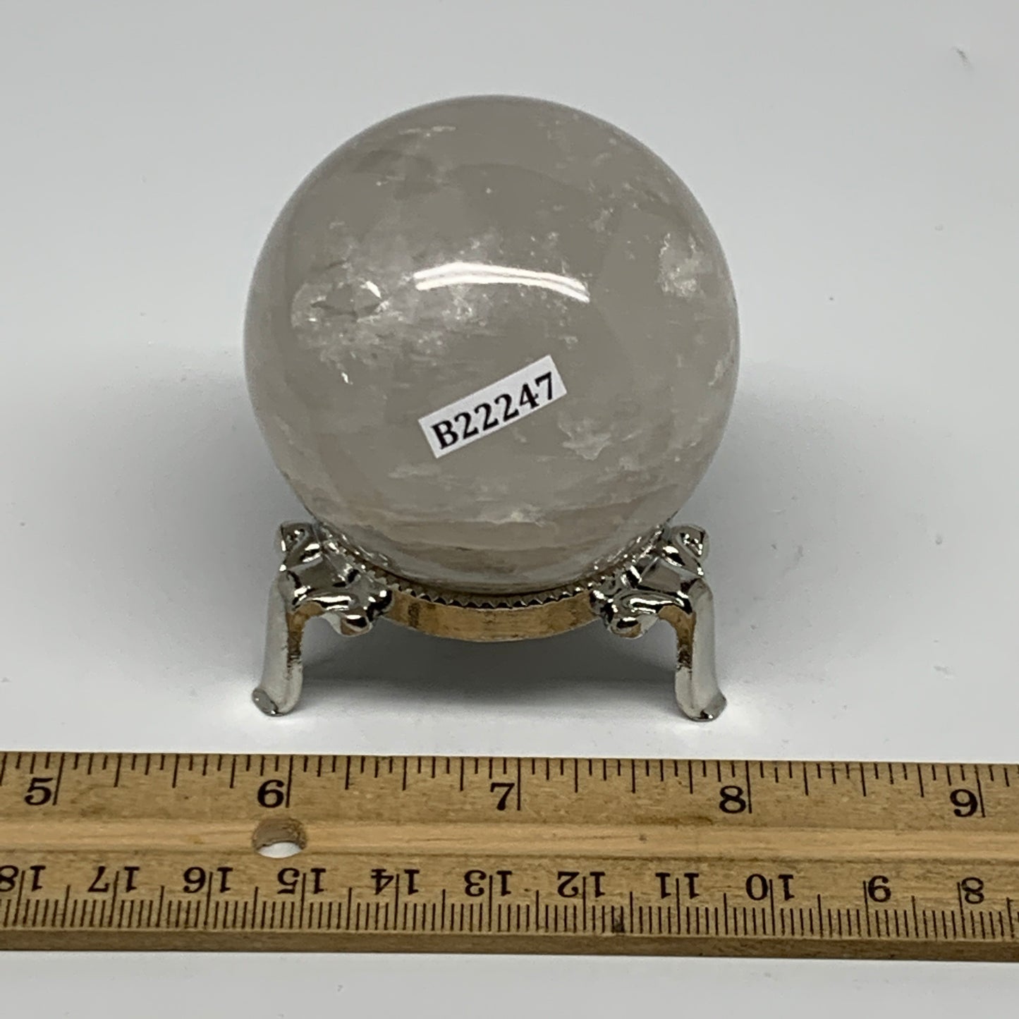226.2g, 2.2" (55mm), Natural Quartz Sphere Crystal Gemstone Ball @Brazil, B22247