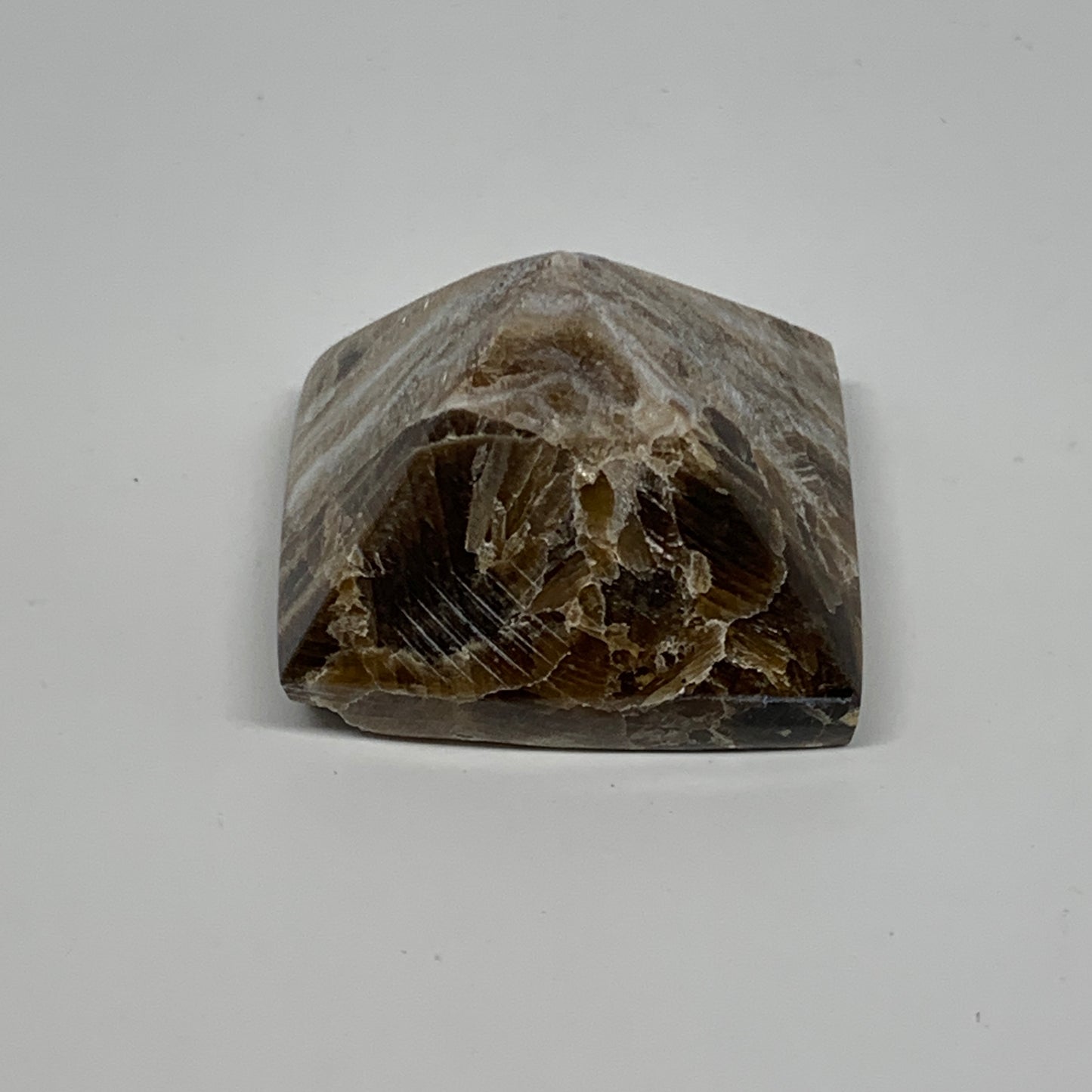 44.6g, 1.1"x1.5"x1.4" Chocolate/Gray Onyx Pyramid Gemstone @Morocco, B18985