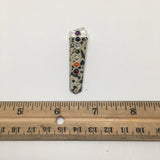 7.2 Gram 7 Chakra Spotted Stone Point Pendant Balancing Reiki Gemstones, D549