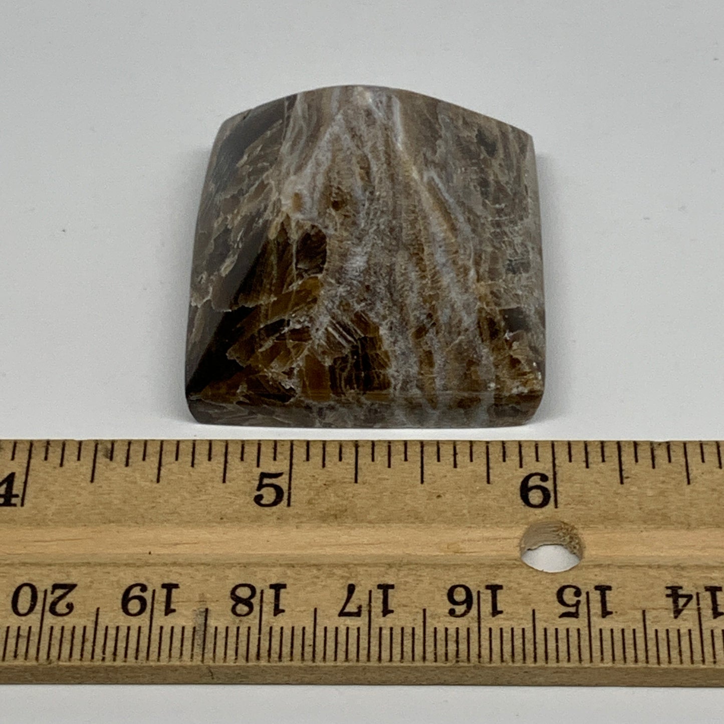 44.6g, 1.1"x1.5"x1.4" Chocolate/Gray Onyx Pyramid Gemstone @Morocco, B18985