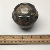 266g, 2.6"x2.7" Small Round Fossils Ammonite Brown Jewelry Box @Morocco,MF863 - watangem.com