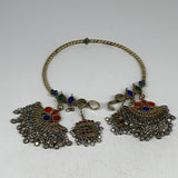 220g, 9"x5.25"Kuchi Turkmen Choker Necklace Multi-Color Tribal Gypsy Beho,B14157