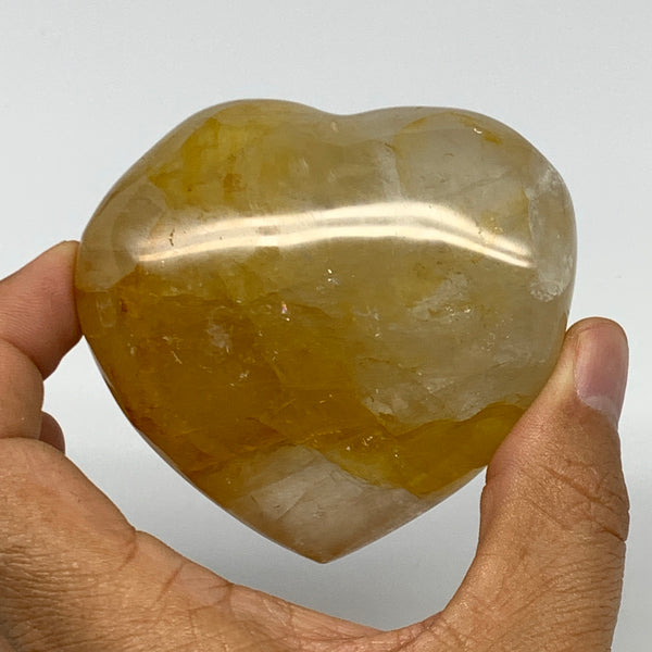 217.8g, 2.6"x2.8"x1.3" Yellow Healing Quartz Heart Crystal @Madagascar, B21179