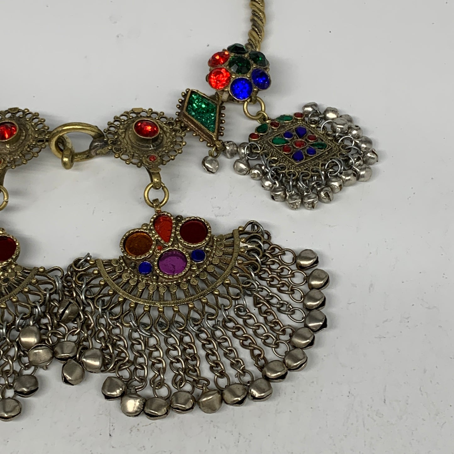 245g, 9.5"x5.25"Kuchi Turkmen Choker Necklace Multi-Color Tribal Gypsy Beho,B141