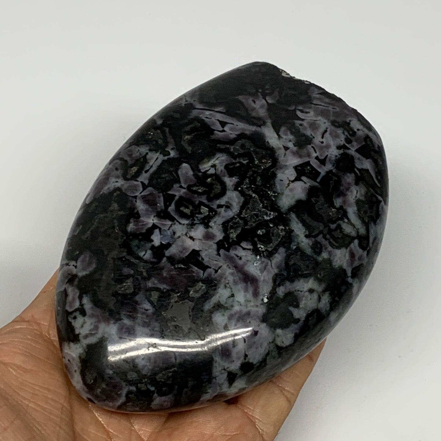 620g, 4.4"x3.1"x1.7" Indigo Gabro Merlinite Freeform Polished @Madagascar, B1821
