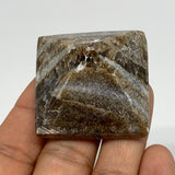 49.6g, 1"x1.7"x1.6" Chocolate/Gray Onyx Pyramid Gemstone @Morocco, B18989