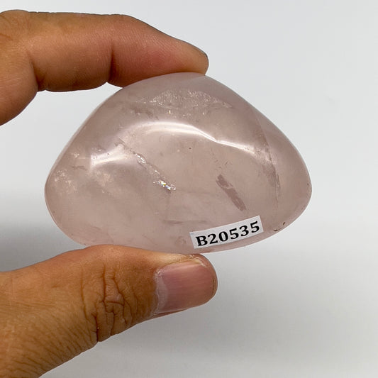 82.2g ,2.3"x1.6"x1", Rose Quartz Palm-stone Tumbled Reiki @Madagascar,B20535