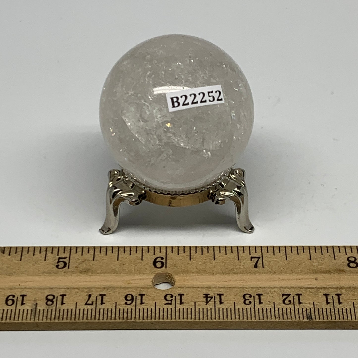 96.5g, 1.6" (41mm), Natural Quartz Sphere Crystal Gemstone Ball @Brazil, B22252