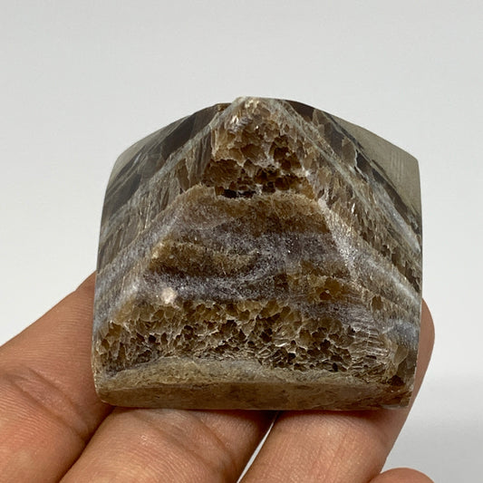 76.1g, 1.5"x1.7"x1.8" Chocolate/Gray Onyx Pyramid Gemstone @Morocco, B18990