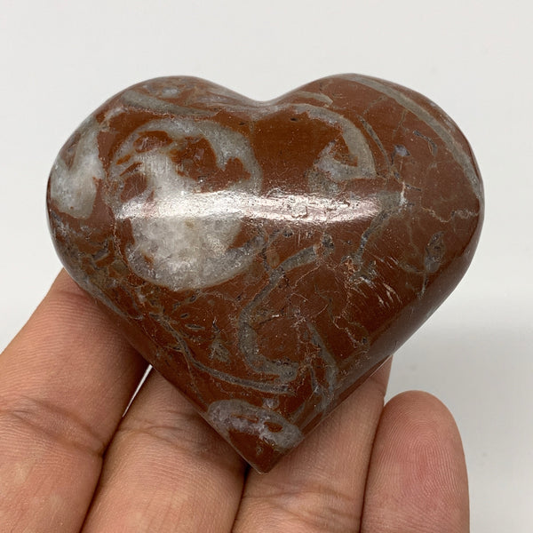 99.1g,2.1"x2.3"x1.1"Natural Untreated Red Shell Fossils Heart Reiki Energy,F932