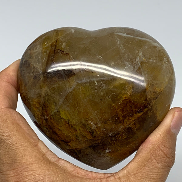 434.8g, 3.1"x3.4"x2" Red Hematoid Quartz Heart Crystal @Madagascar, B21181