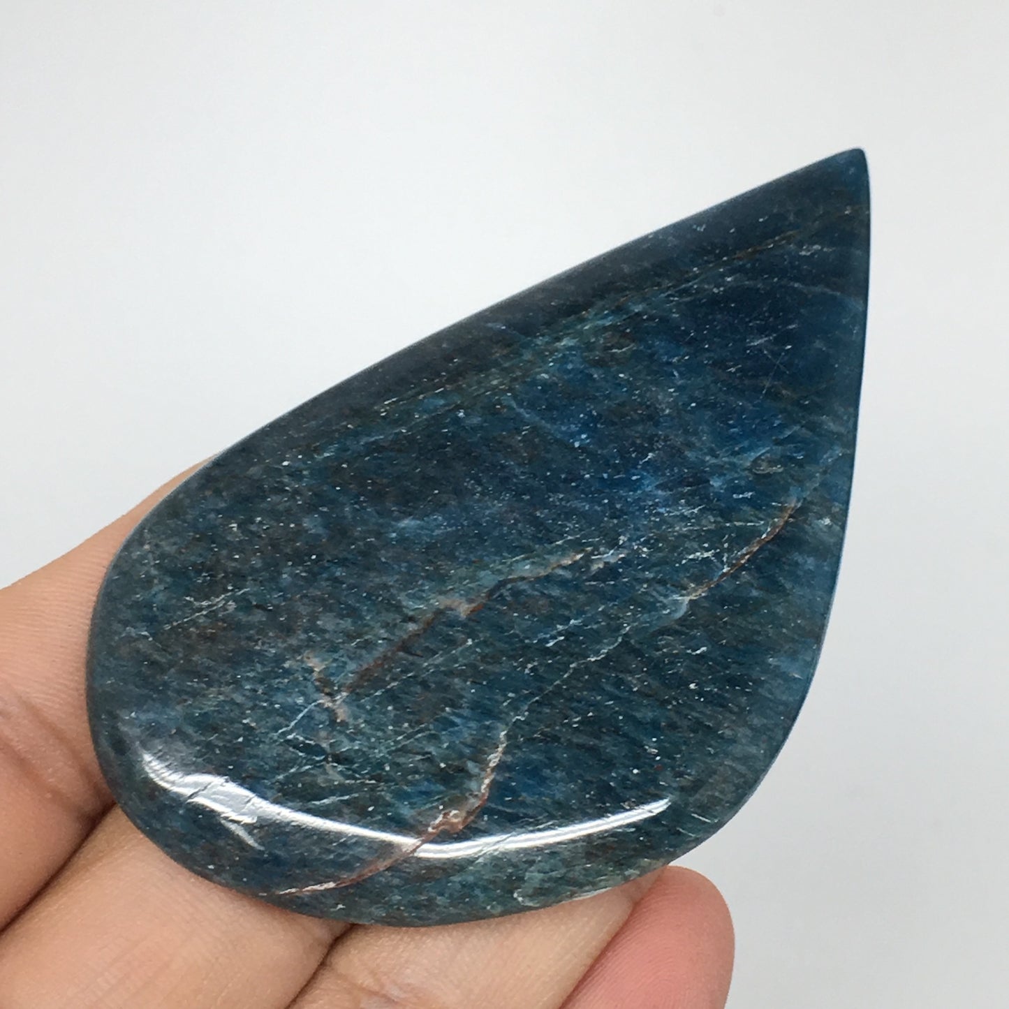 47.2g, 3.2"x1.8" Blue Apatite Cabochon Large Pear Shape @Madagascar,B1699
