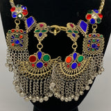 250g, 10"x5.25"Kuchi Turkmen Choker Necklace Multi-Color Tribal Gypsy Beho,B1416