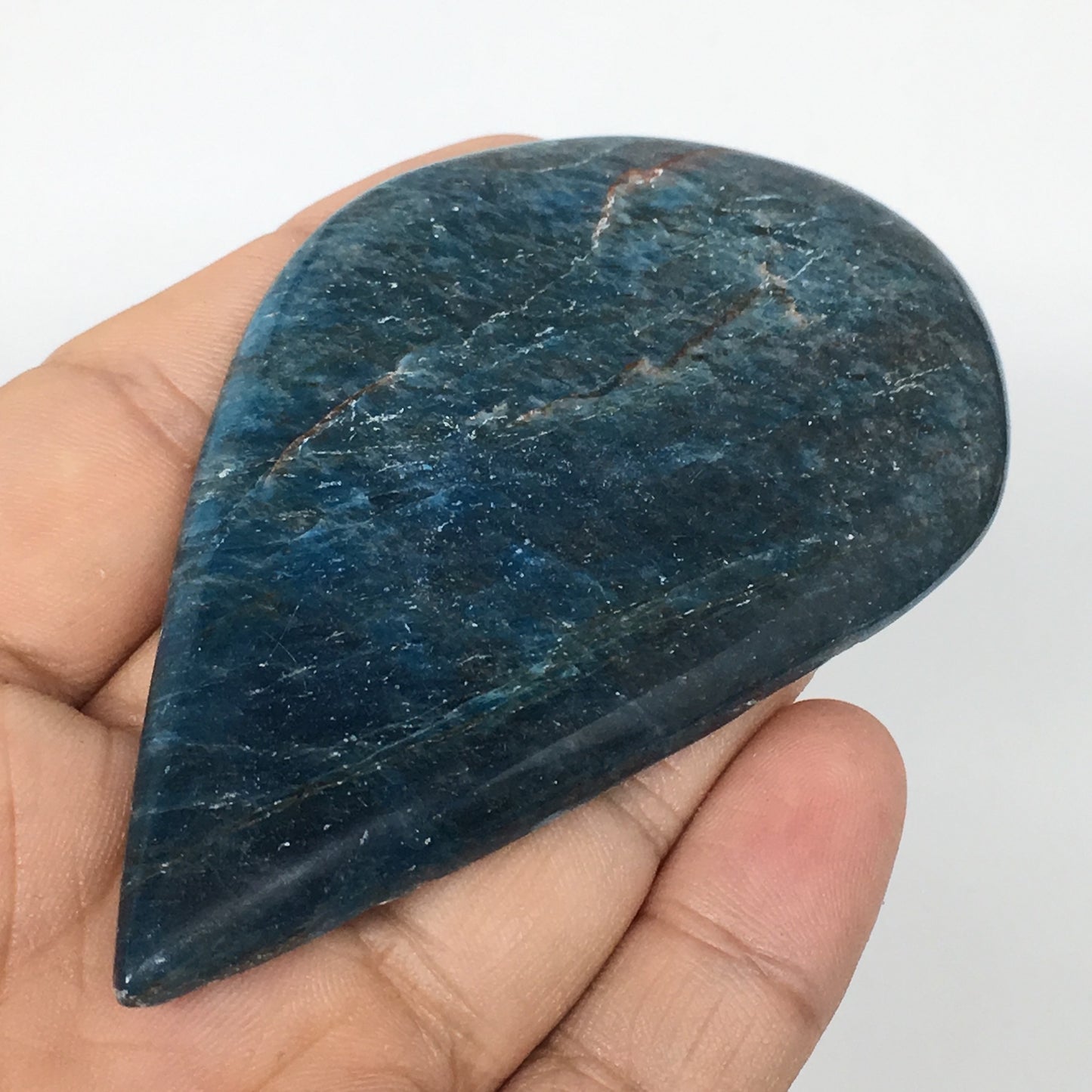 47.2g, 3.2"x1.8" Blue Apatite Cabochon Large Pear Shape @Madagascar,B1699