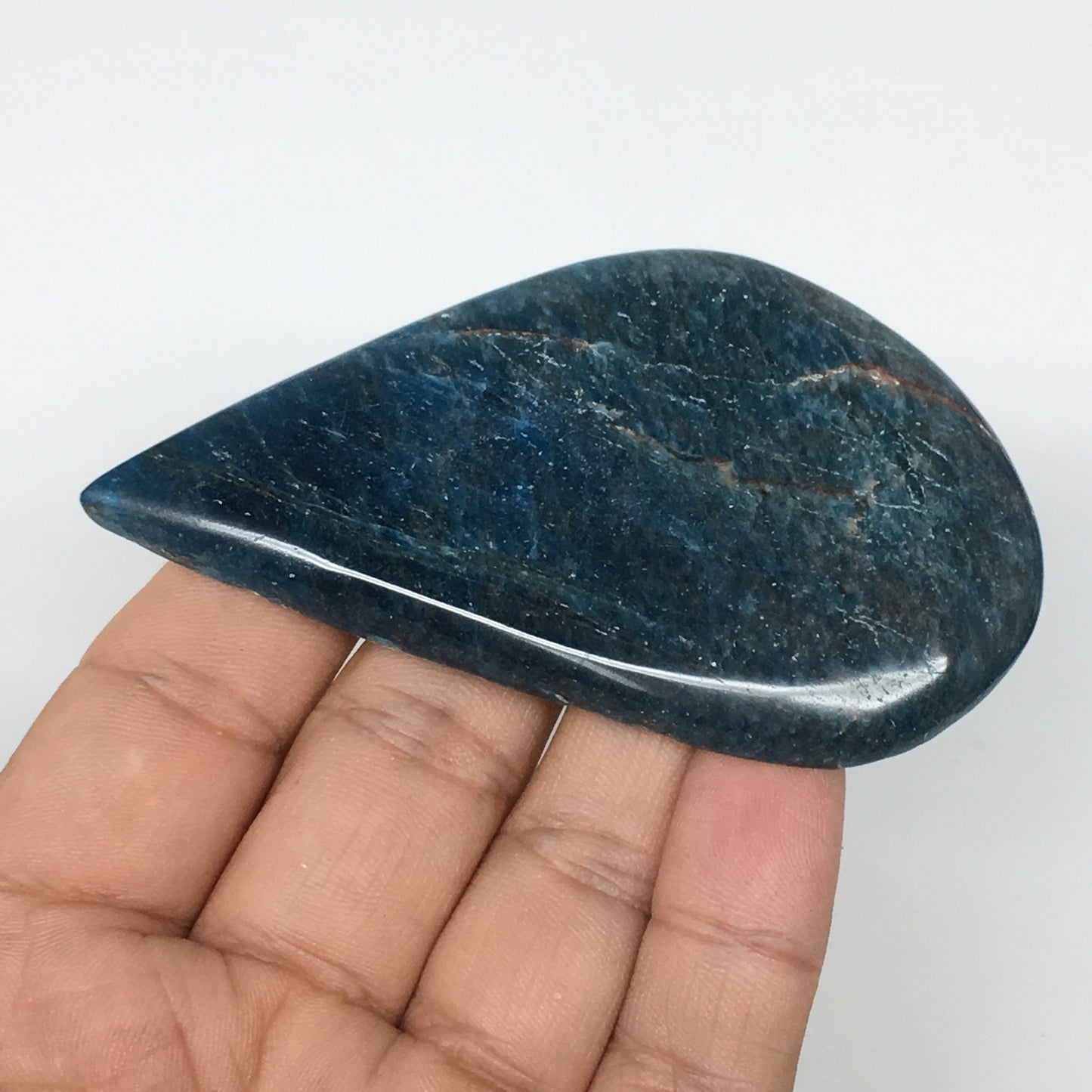47.2g, 3.2"x1.8" Blue Apatite Cabochon Large Pear Shape @Madagascar,B1699