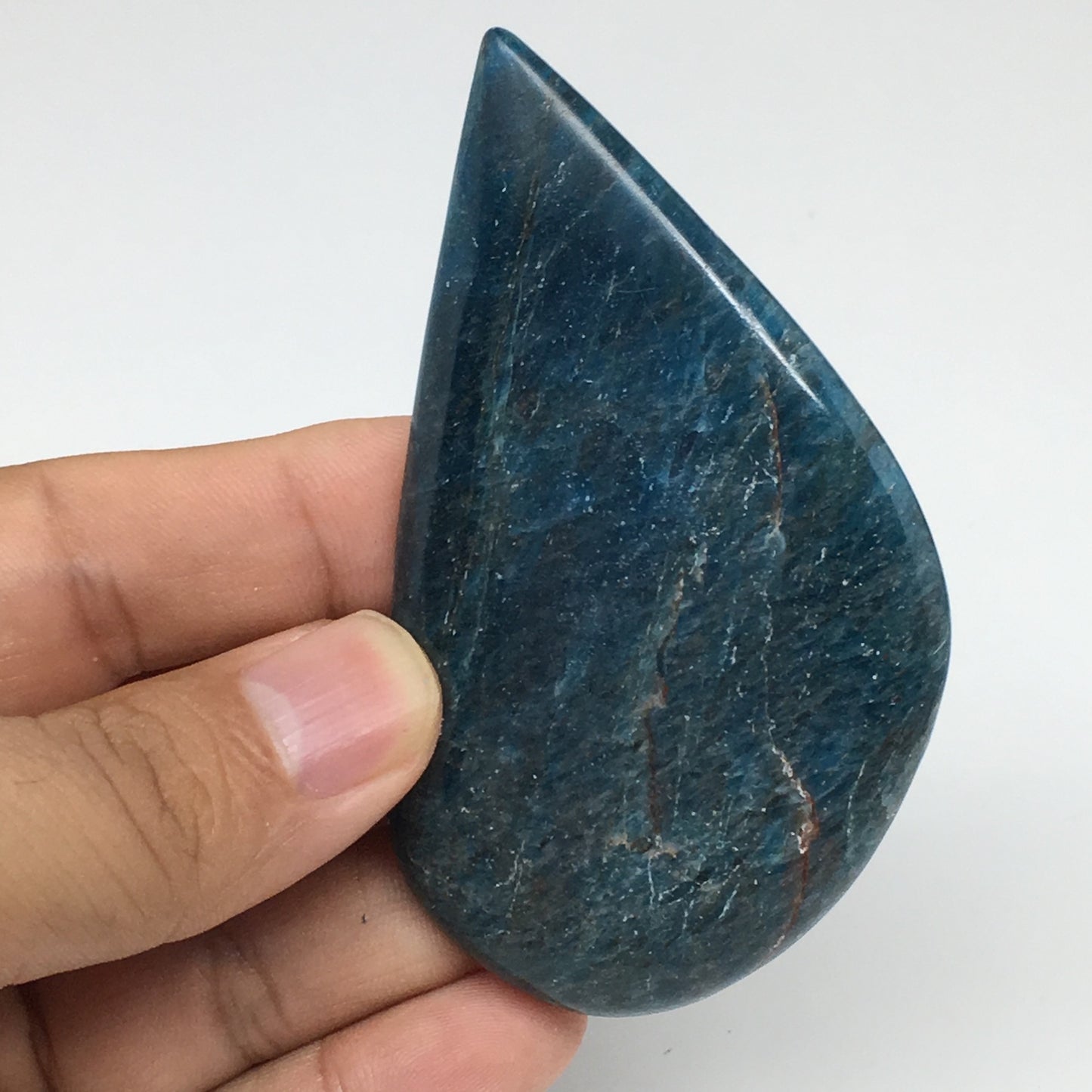 47.2g, 3.2"x1.8" Blue Apatite Cabochon Large Pear Shape @Madagascar,B1699