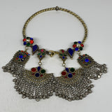 250g, 10"x5.25"Kuchi Turkmen Choker Necklace Multi-Color Tribal Gypsy Beho,B1416