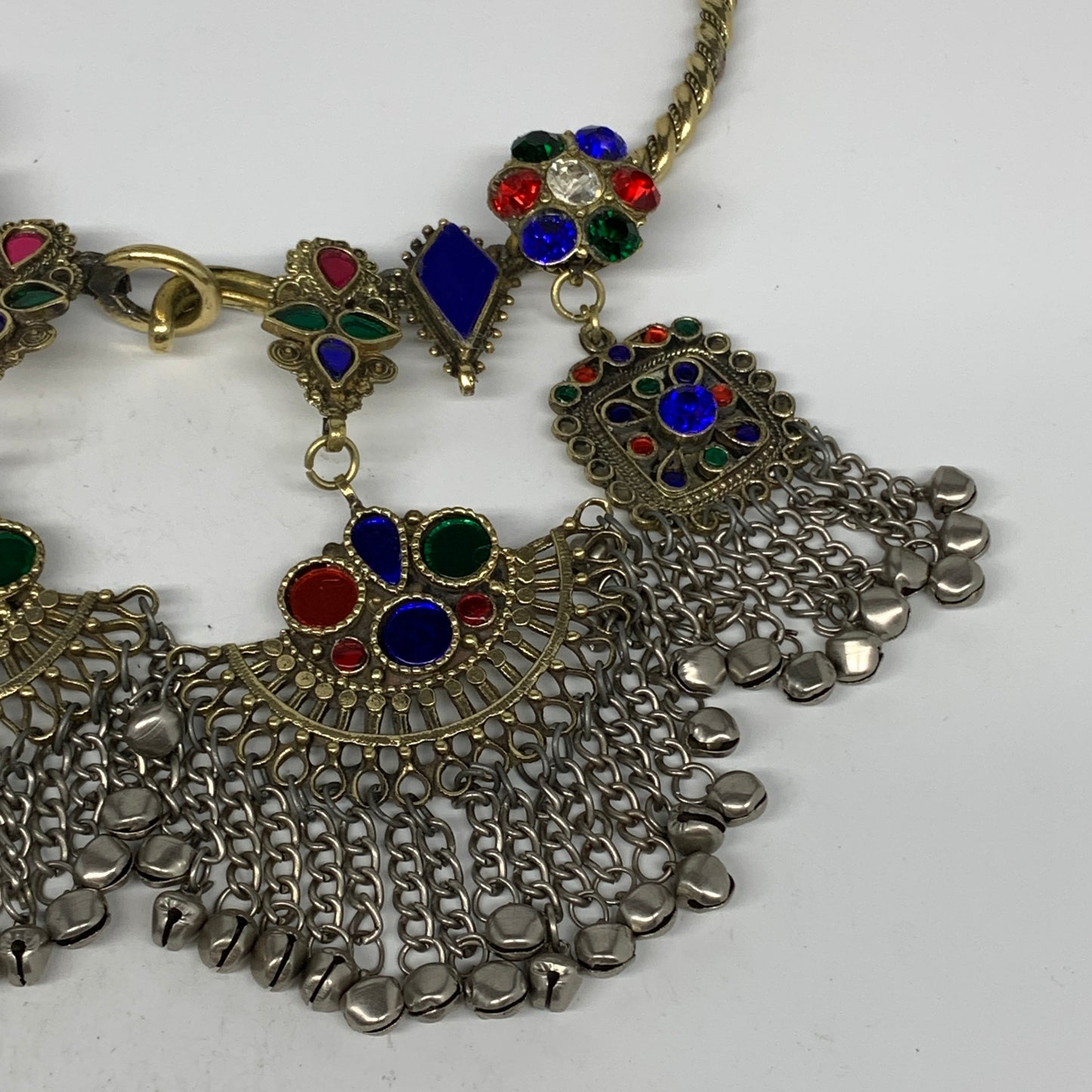 250g, 10"x5.25"Kuchi Turkmen Choker Necklace Multi-Color Tribal Gypsy Beho,B1416