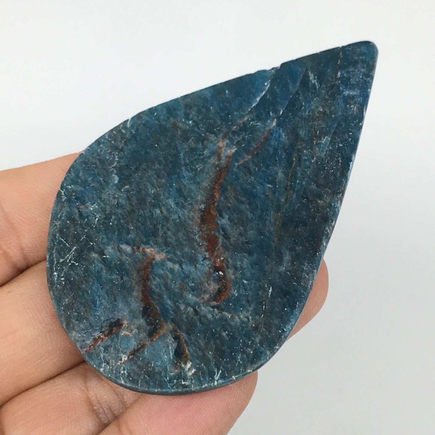 47.2g, 3.2"x1.8" Blue Apatite Cabochon Large Pear Shape @Madagascar,B1699