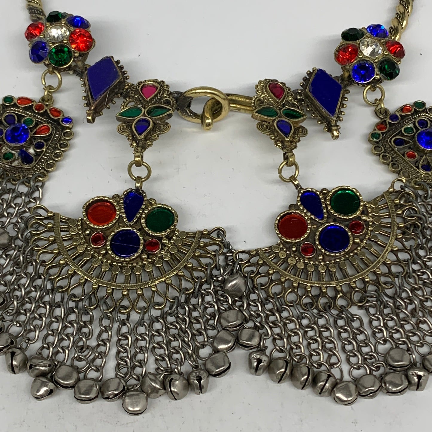 250g, 10"x5.25"Kuchi Turkmen Choker Necklace Multi-Color Tribal Gypsy Beho,B1416